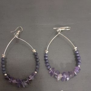 Amethyst looking stones looped earrings